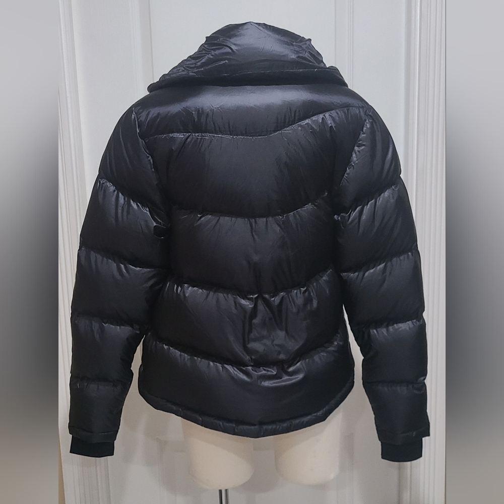 JULIETTE FABBRI Asymmetrical Down Puffer Jacket Black Sz 1 US Sz Small - Picture 7 of 16